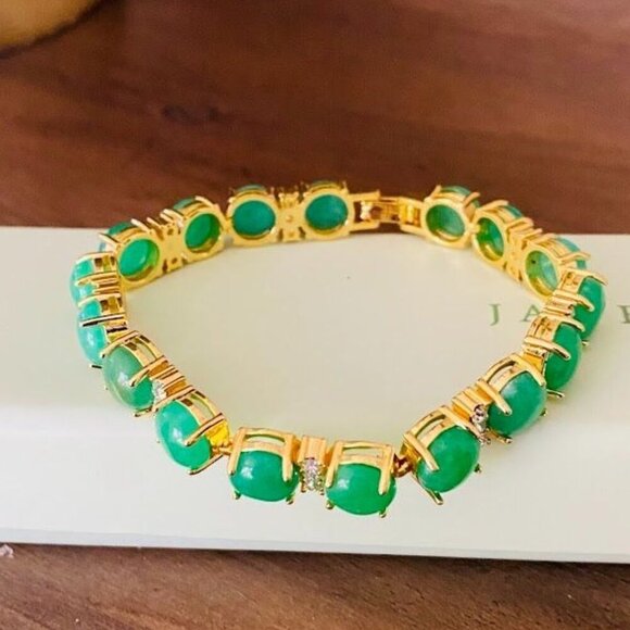 Jade & Stone Jade Tennis Bracelet CZ Crystals NEW! - Picture 2 of 9